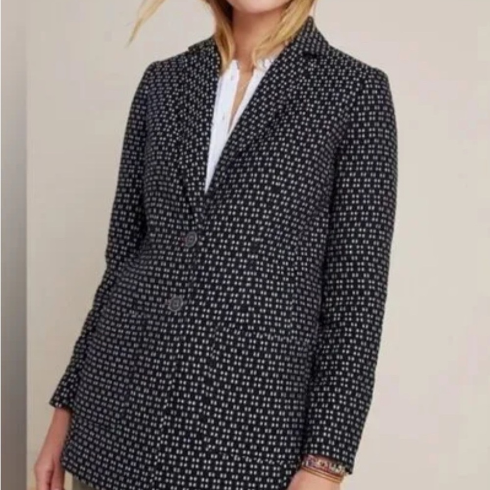 Anthropologie Filipa Textured Black & White Blazer Medium